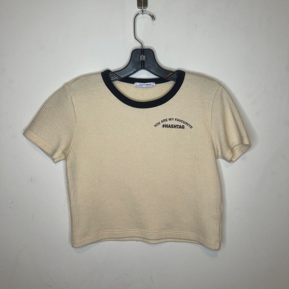 Zara Cream Tee with Black Trim